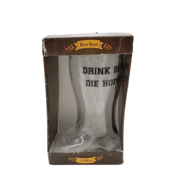 Circleware Boot Shaped Glass Beer Mug 33.80 oz Drink Beer, Die Hoppy Novelty - Picture 2 of 5